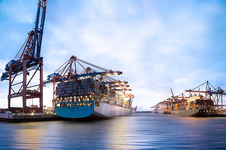 Containerschiffe im Hamburger Hafen, www.mediaserver.hamburg.de / Andreas Vallbracht Containerschiffe im Hamburger Hafen, www.mediaserver.hamburg.de / Andreas Vallbracht