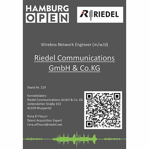 Jobkachel mit QR Code von Riedel Communications GmbH & Co.KG - Wireless Network Engineer (m/w/d)