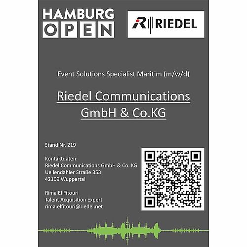 Jobkachel mit QR Code von Riedel Communications GmbH & Co.KG - Event Solutions Specialist Maritim (m/w/d)