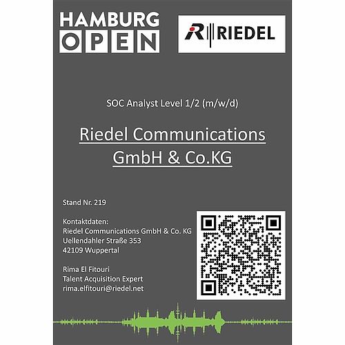 Job tile with QR Code from Riedel Communications GmbH & Co.KG - SOC Analyst Level 1/2 (m/f/d)